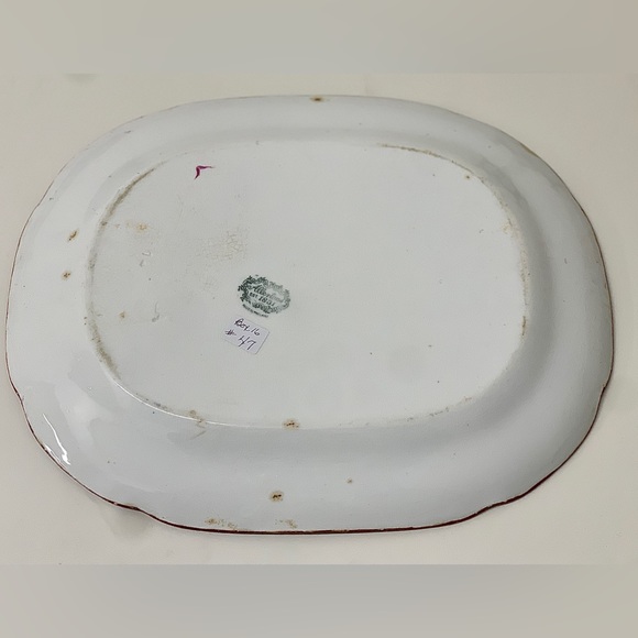 19th Century Antique Gaudy Welsh Oyster Pattern Allertons Marked Serving Platter - Picture 15 of 16